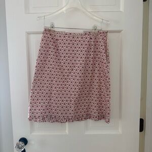 J. Crew Pink & White Floral A-Line Skirt